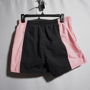 VTG Mens Store Sears 80s Swim Shorts Pink Black Color Block Retro Cotton Sz M **